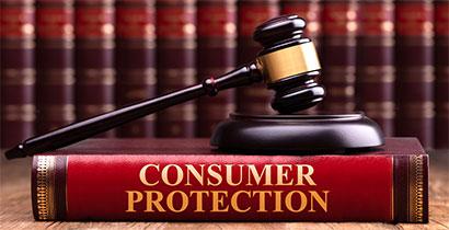 Consumer protection law book and gavel